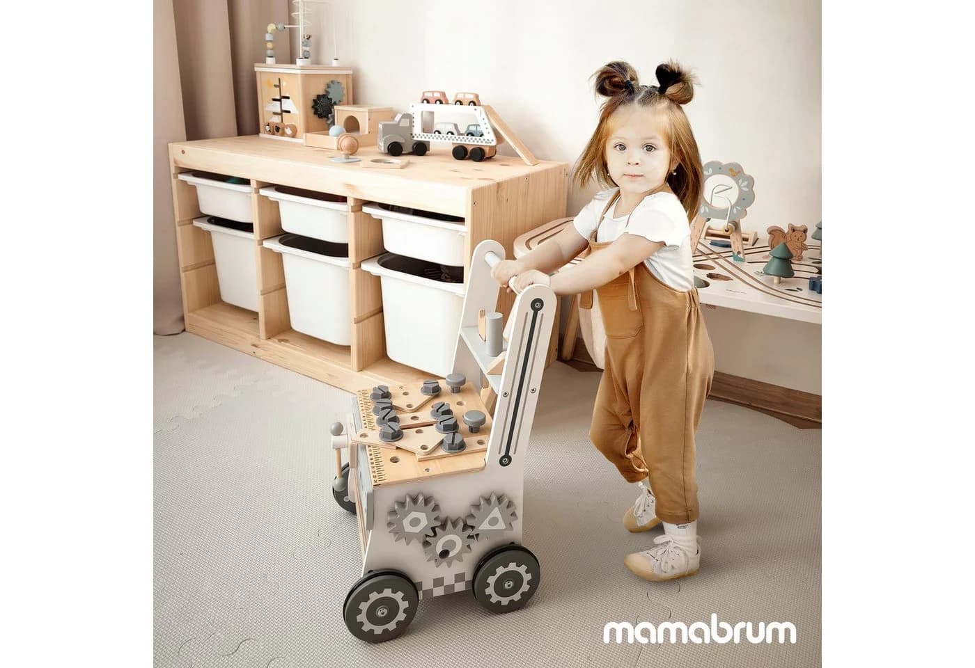 Mamabrum Lauflernwagen 3-in-1 Holz Walker Beige/Grau - Bild 5