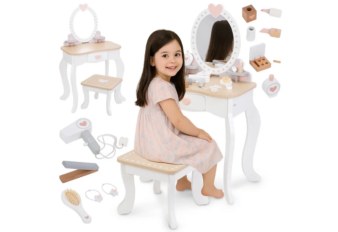 Mamabrum Holz-Schminktisch mit Hocker & Zubehör - Bild 2