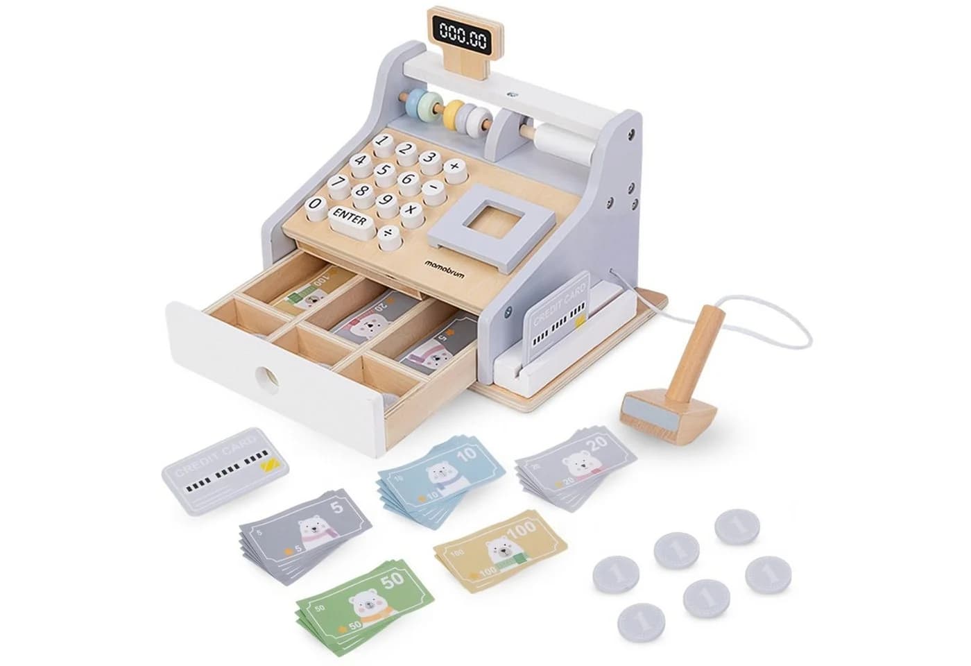 Mamabrum Spielkasse Holz-Kassenset mit Spielgeld - Pädagogisches Lernspielzeug - Bild 2