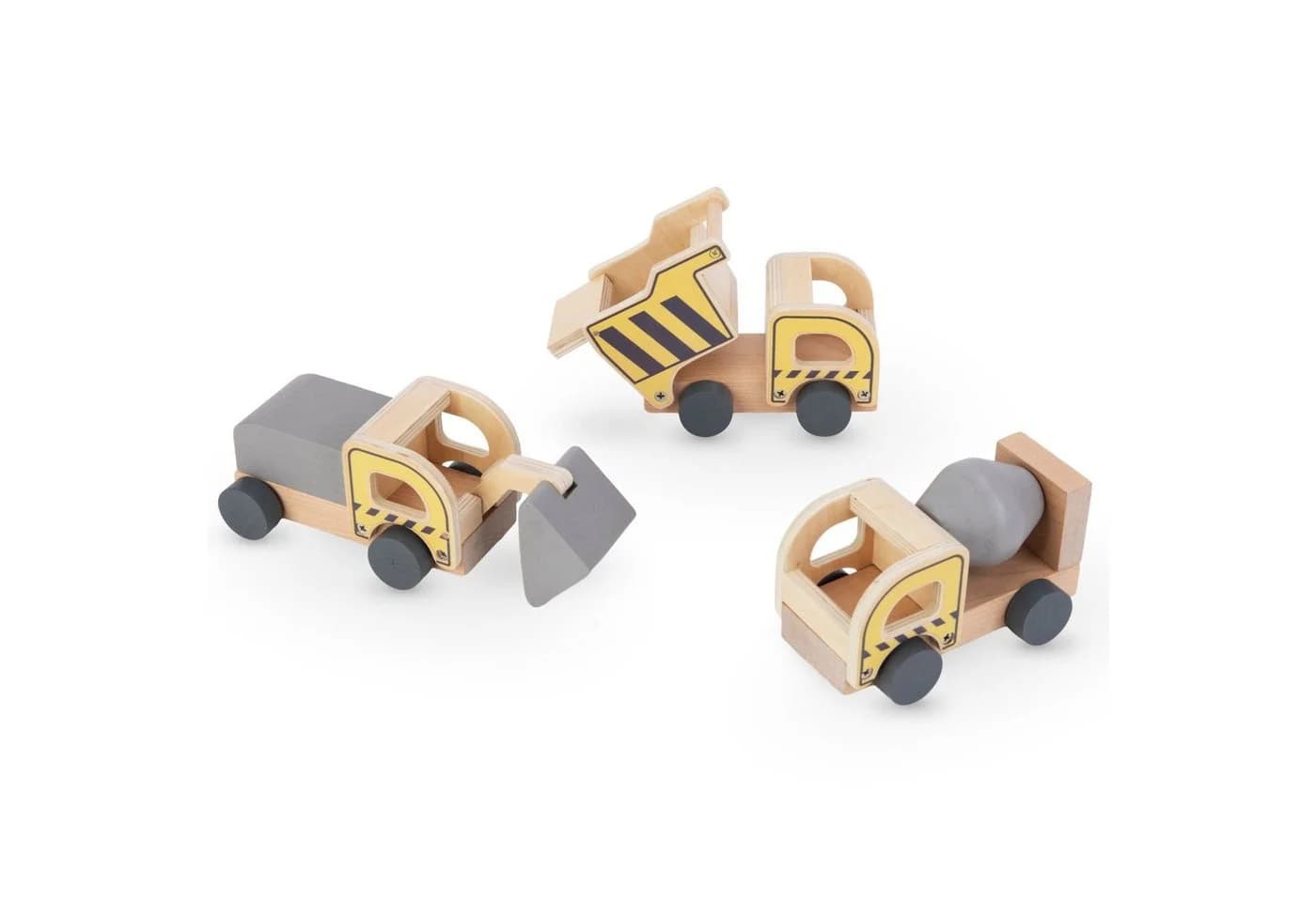Mamabrum Baustellen-Spielzeugset mit Holzkran und 3 Fahrzeugen - Bild 4