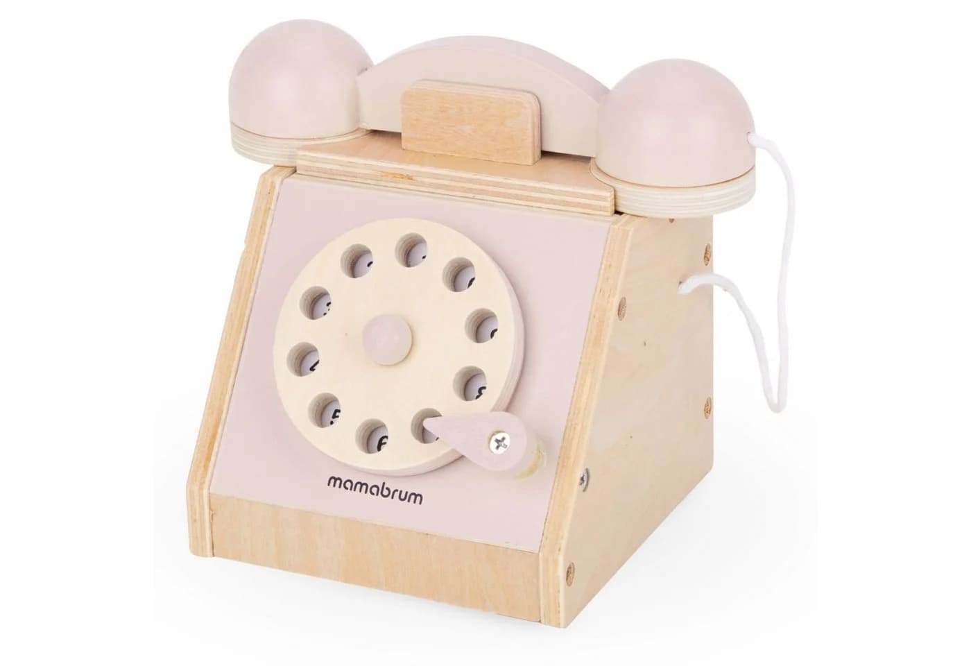 Mamabrum Retro-Holztelefon mit Wählscheibe Pastellrosa - Bild 2