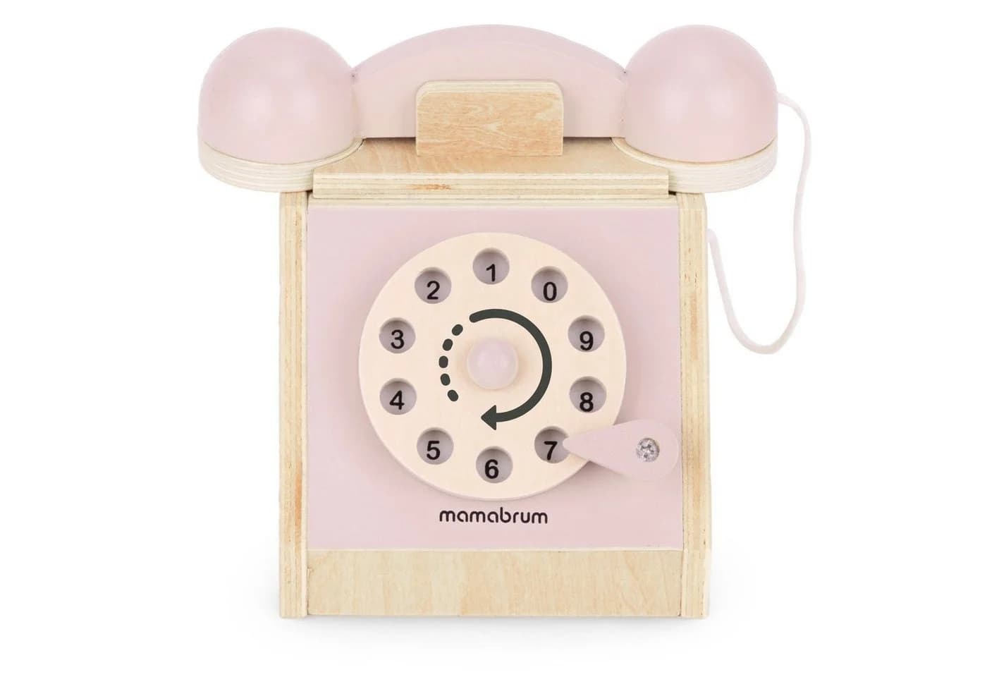 Mamabrum Retro-Holztelefon mit Wählscheibe Pastellrosa - Bild 5