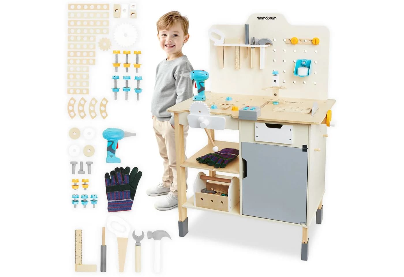 Mamabrum Spielwerkbank XXL Multifunktionale Holz-Werkbank für Kinder - Bild 2