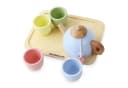 Mamabrum Kinder-Küchenset Teeservice aus Holz mit Tablett - 7 Teilig Bunt Bild 5
