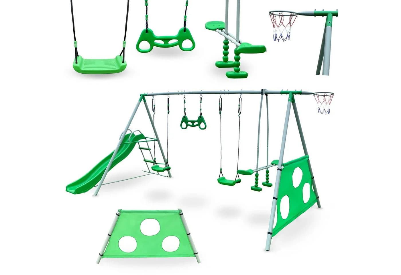 HyperMotion Mehrkindschaukel Großes Kinder Spielset XXXL Grün - Bild 2