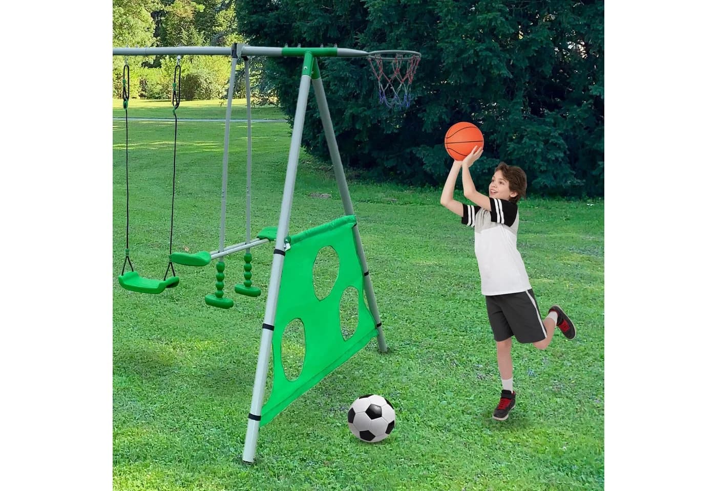 HyperMotion Mehrkindschaukel Großes Kinder Spielset XXXL Grün - Bild 3