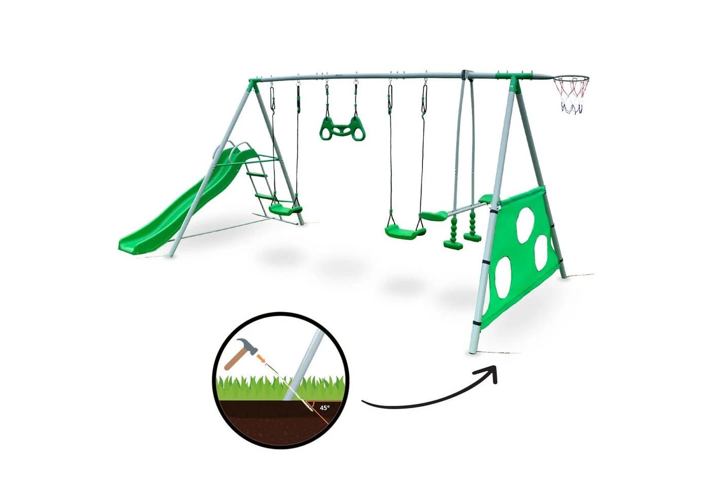 HyperMotion Mehrkindschaukel Großes Kinder Spielset XXXL Grün - Bild 5