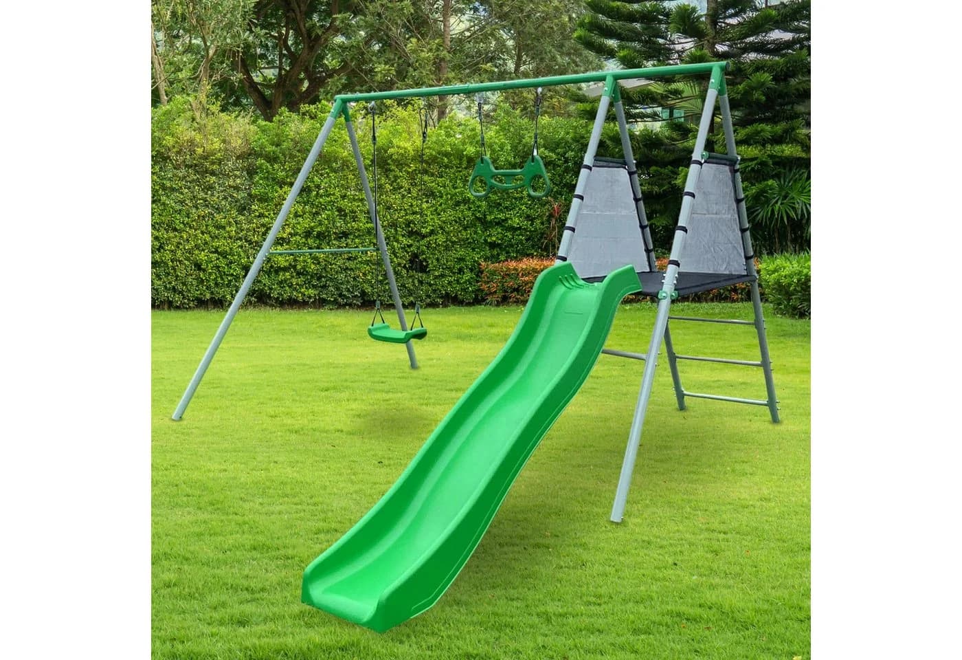 HyperMotion Mehrkindschaukel XXL Garten Multifunktions Spielset Grün