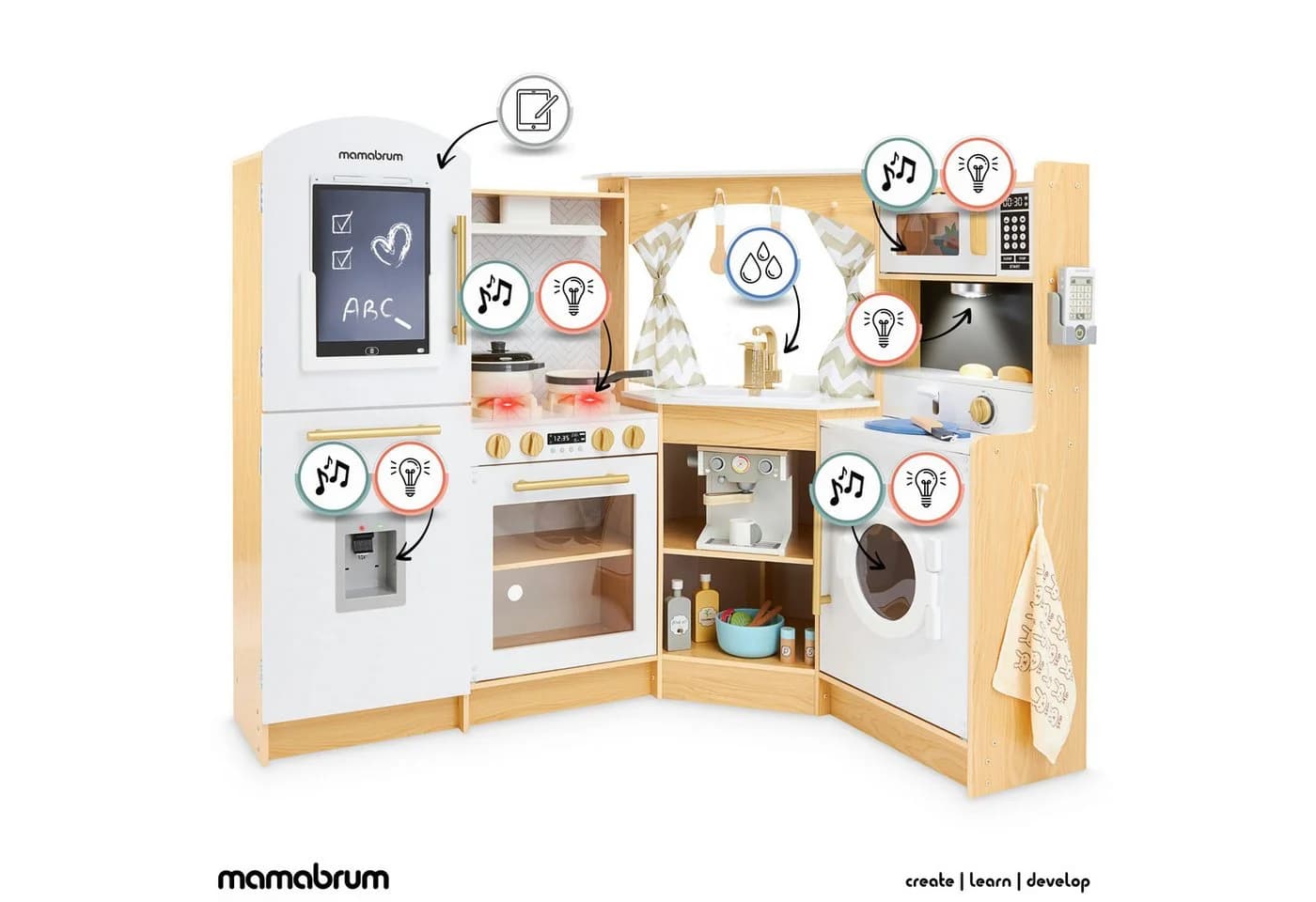 Mamabrum Spielküche Holz Interaktiv mit LED-Beleuchtung - Bild 4