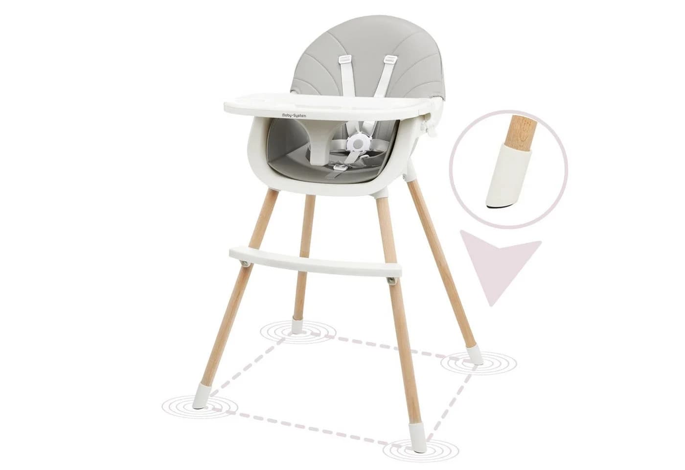 Moby-System Kinderstuhl Amelia 2 Rosa Buchenholz 3-in-1 - Bild 5