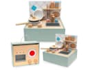 Mamabrum Kinder-Küchenset Faltbare Holz-Spielküche mit Kochzubehör Beige/Grün Bild 2
