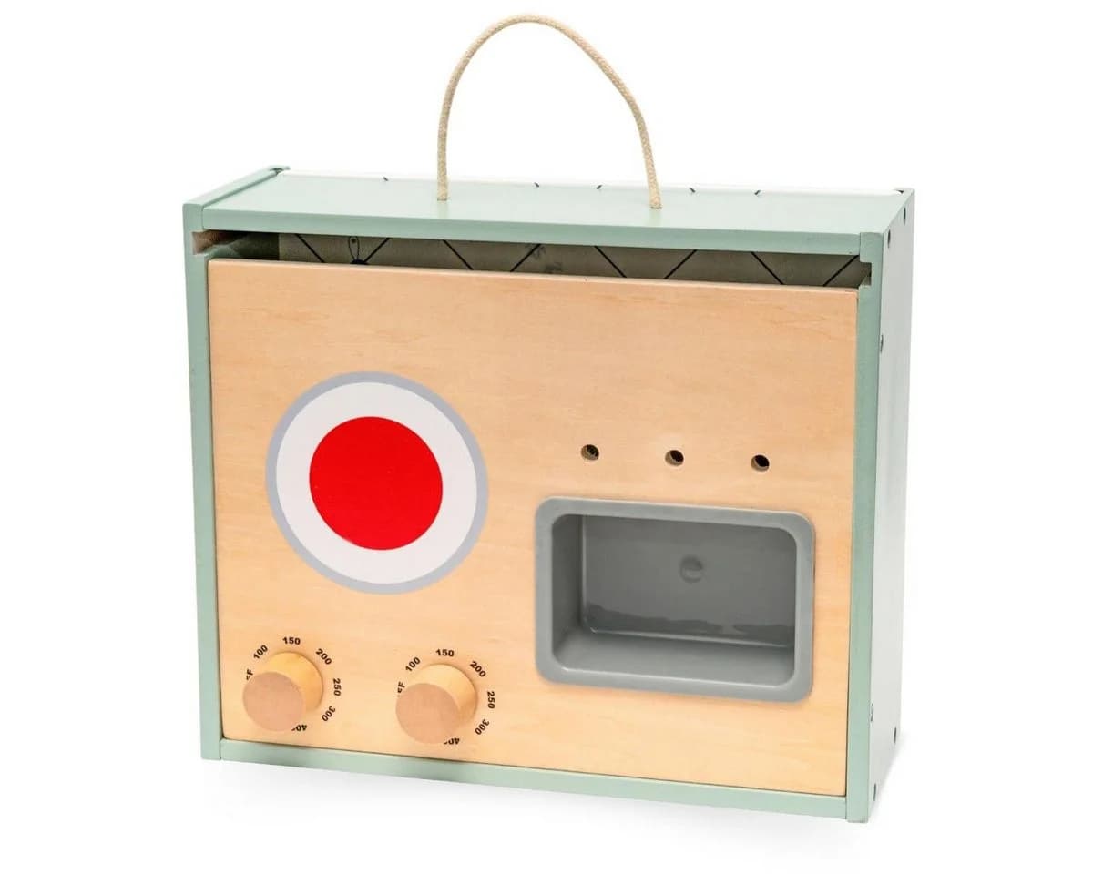Mamabrum Kinder-Küchenset Faltbare Holz-Spielküche mit Kochzubehör Beige/Grün - Bild 5