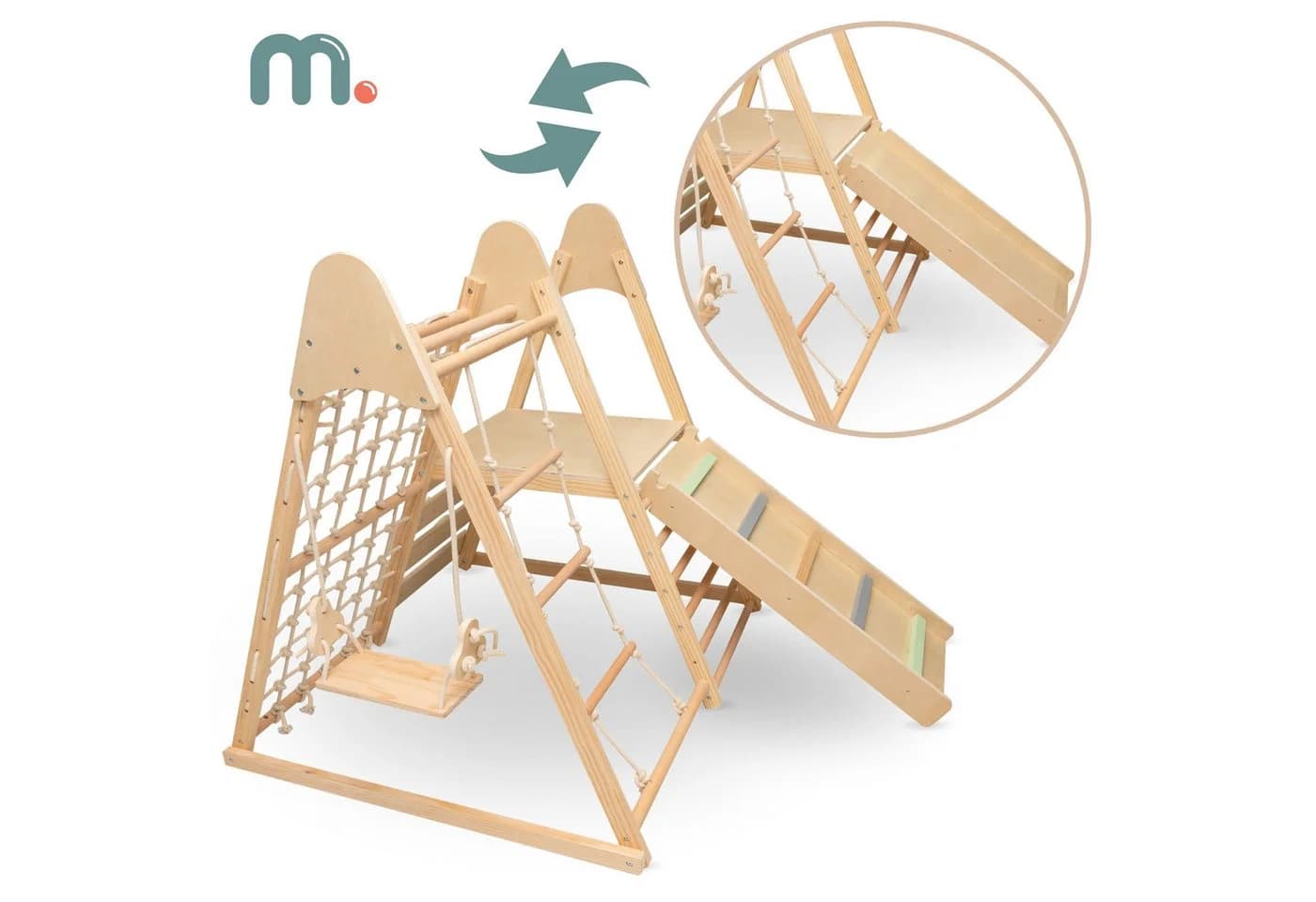 Mamabrum 5-in-1 Holzspielplatz für Kinder Buchen- und Birkenholz