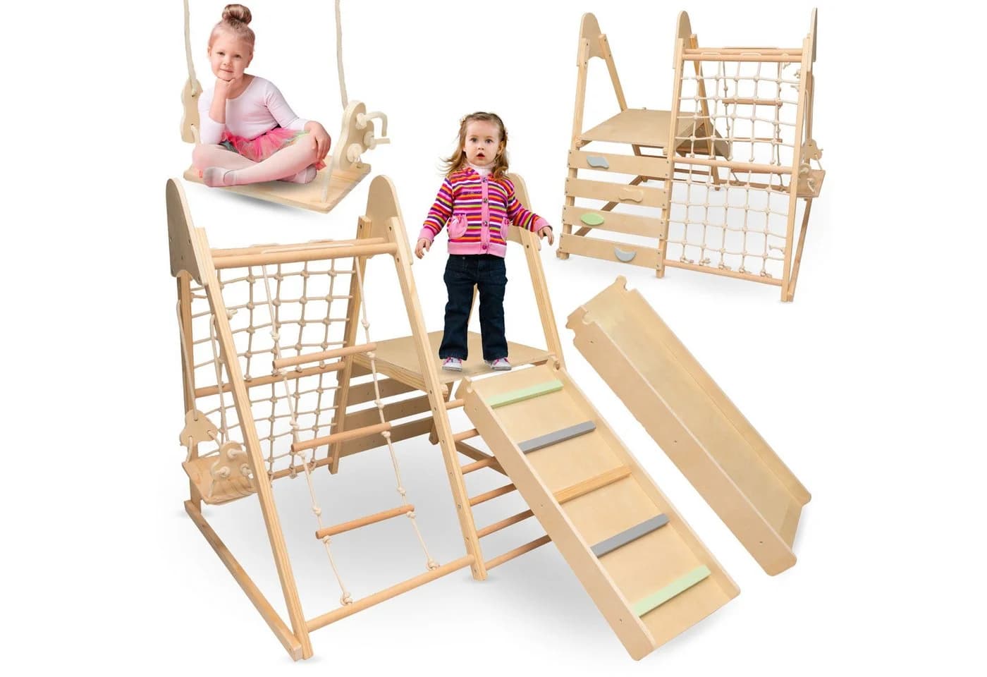 Mamabrum 5-in-1 Holzspielplatz für Kinder Buchen- und Birkenholz - Bild 2