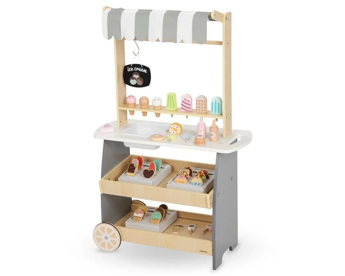 Mamabrum Kinder-Küchenset Holz-Eiswagen auf Rädern Bunt - Bild 4