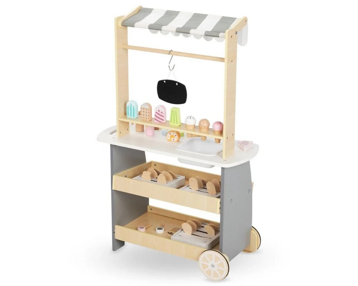 Mamabrum Kinder-Küchenset Holz-Eiswagen auf Rädern Bunt - Bild 5