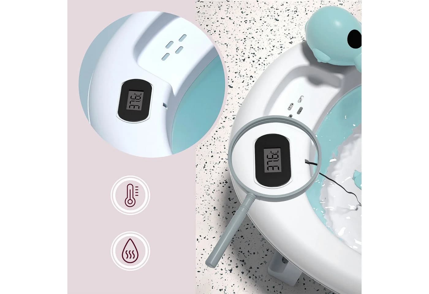Moby-System Babybadewanne faltbar mit Thermometer und Ständer Mint