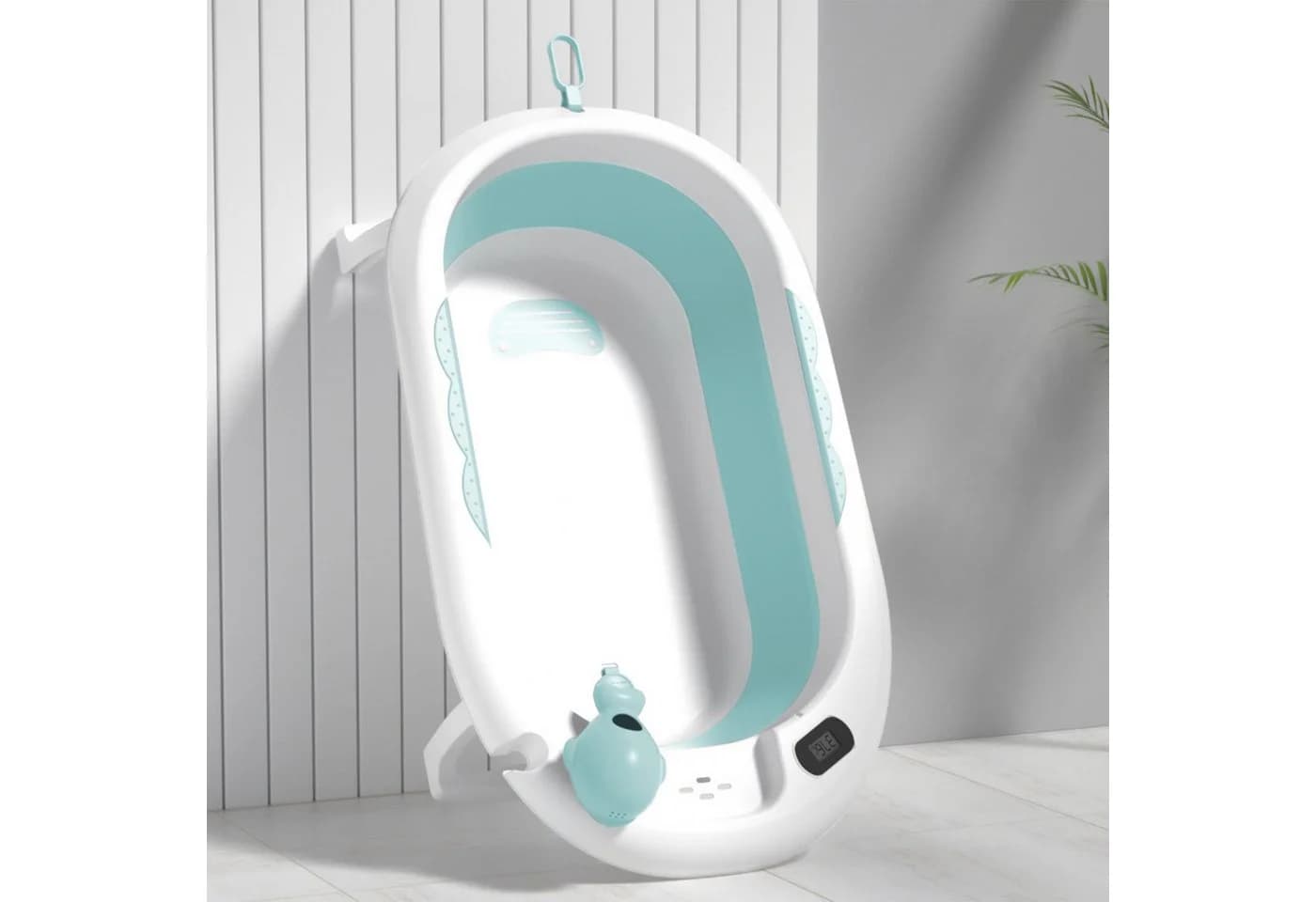 Moby-System Babybadewanne faltbar mit Thermometer und Ständer Mint - Bild 5