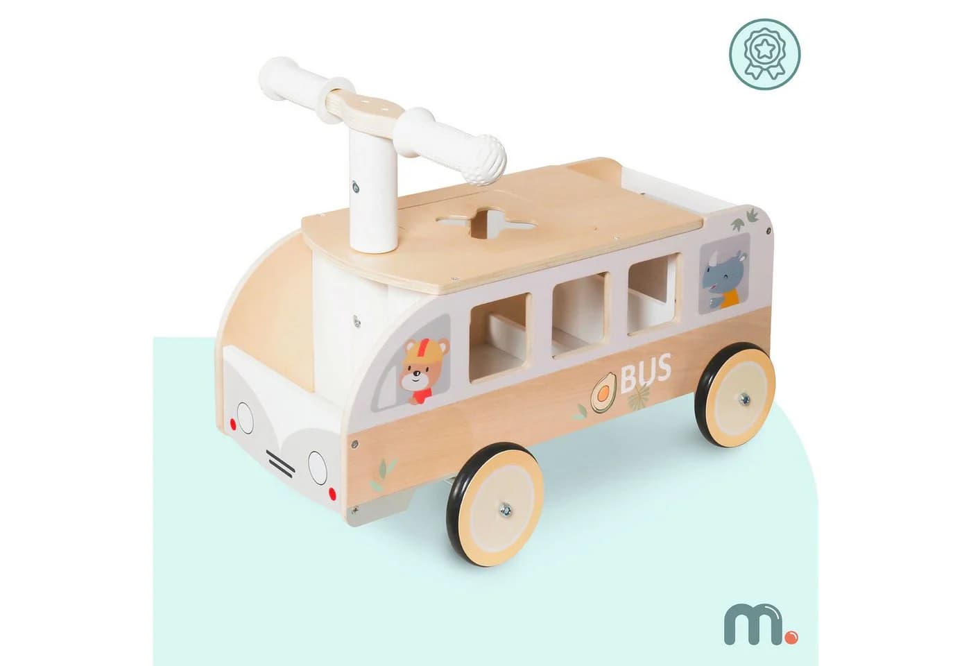 Mamabrum Rutschauto aus Holz Bus mit Stauraum & Lenkrad