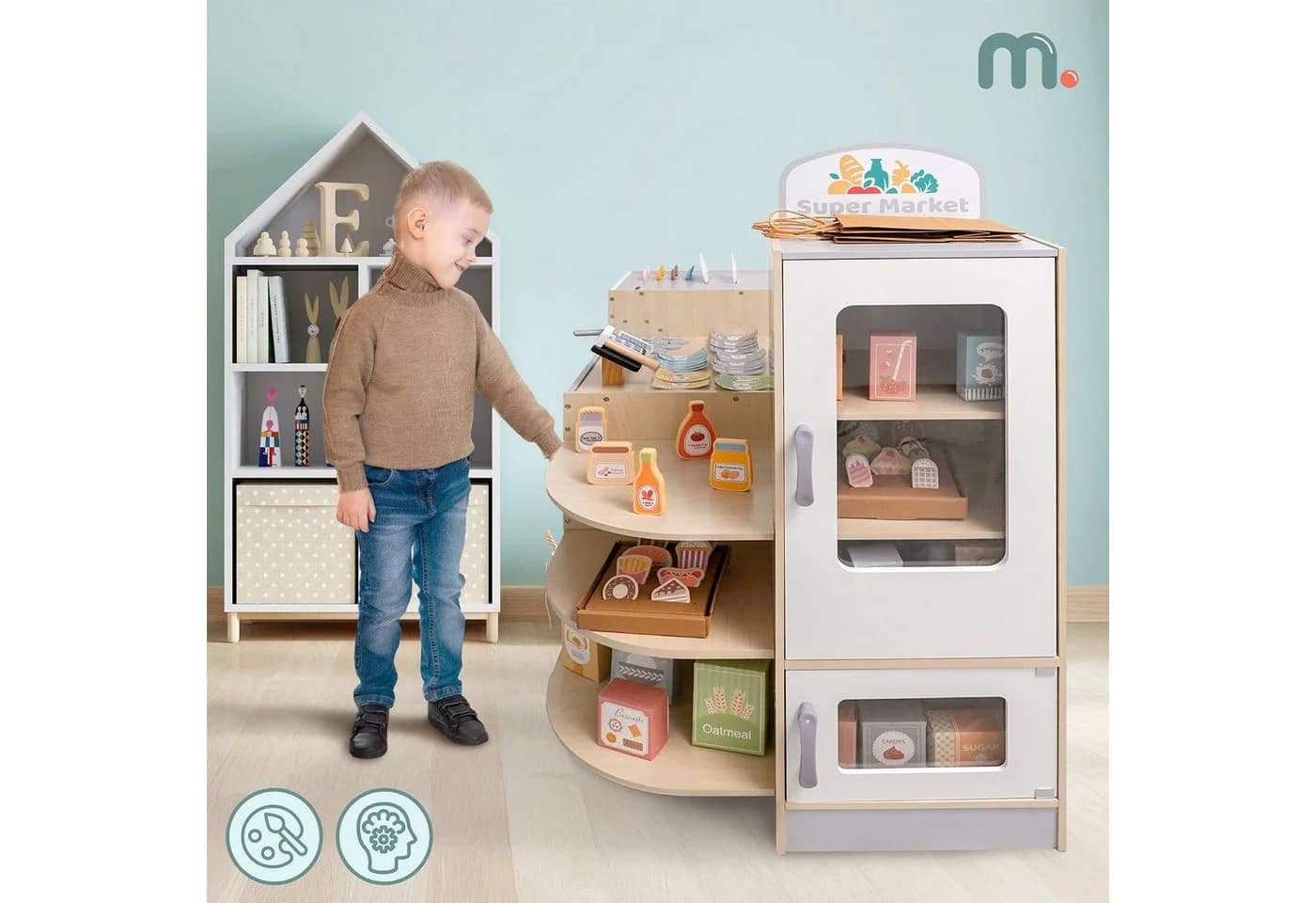 Mamabrum Kinder Holzeckladen mit Bar & Zubehör 106 Teile - Bild 3