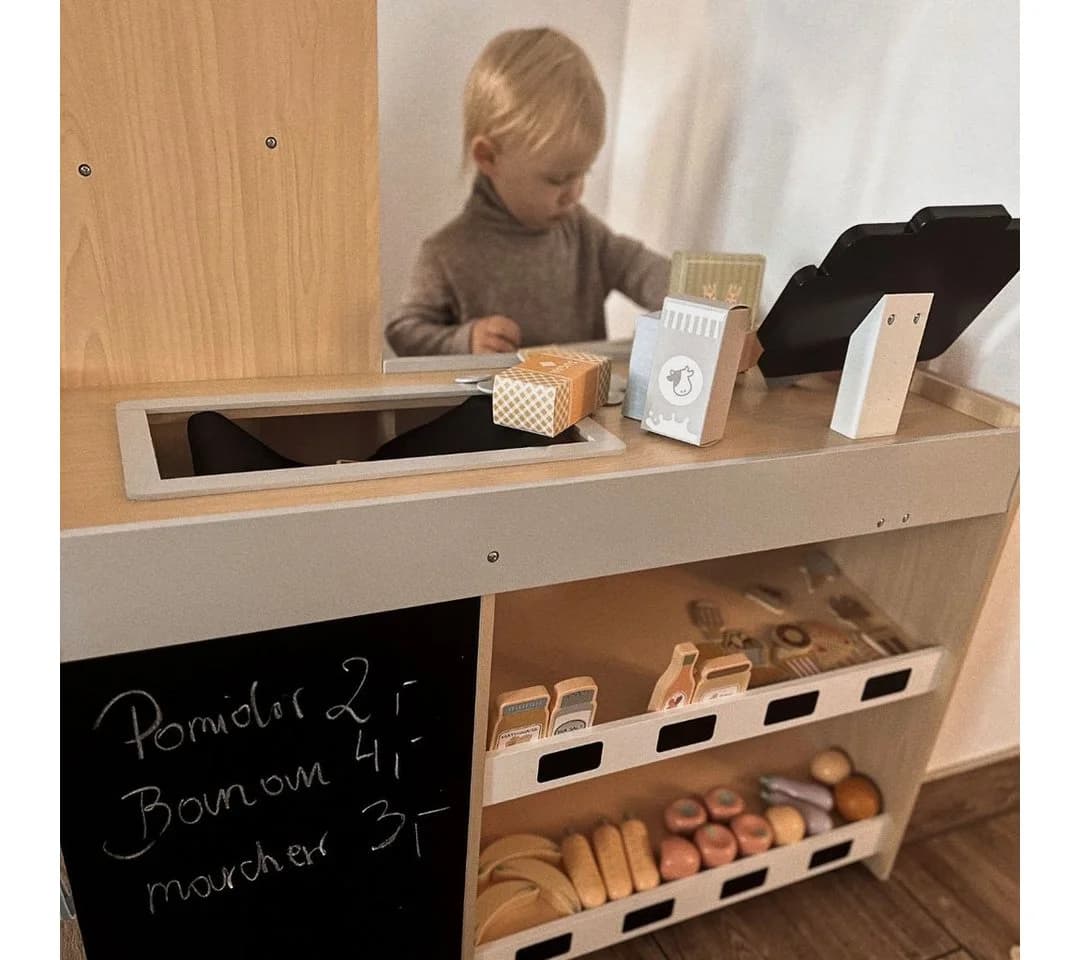 Mamabrum Großer Holzkaufladen mit Kasse und Zubehörset - Bild 5