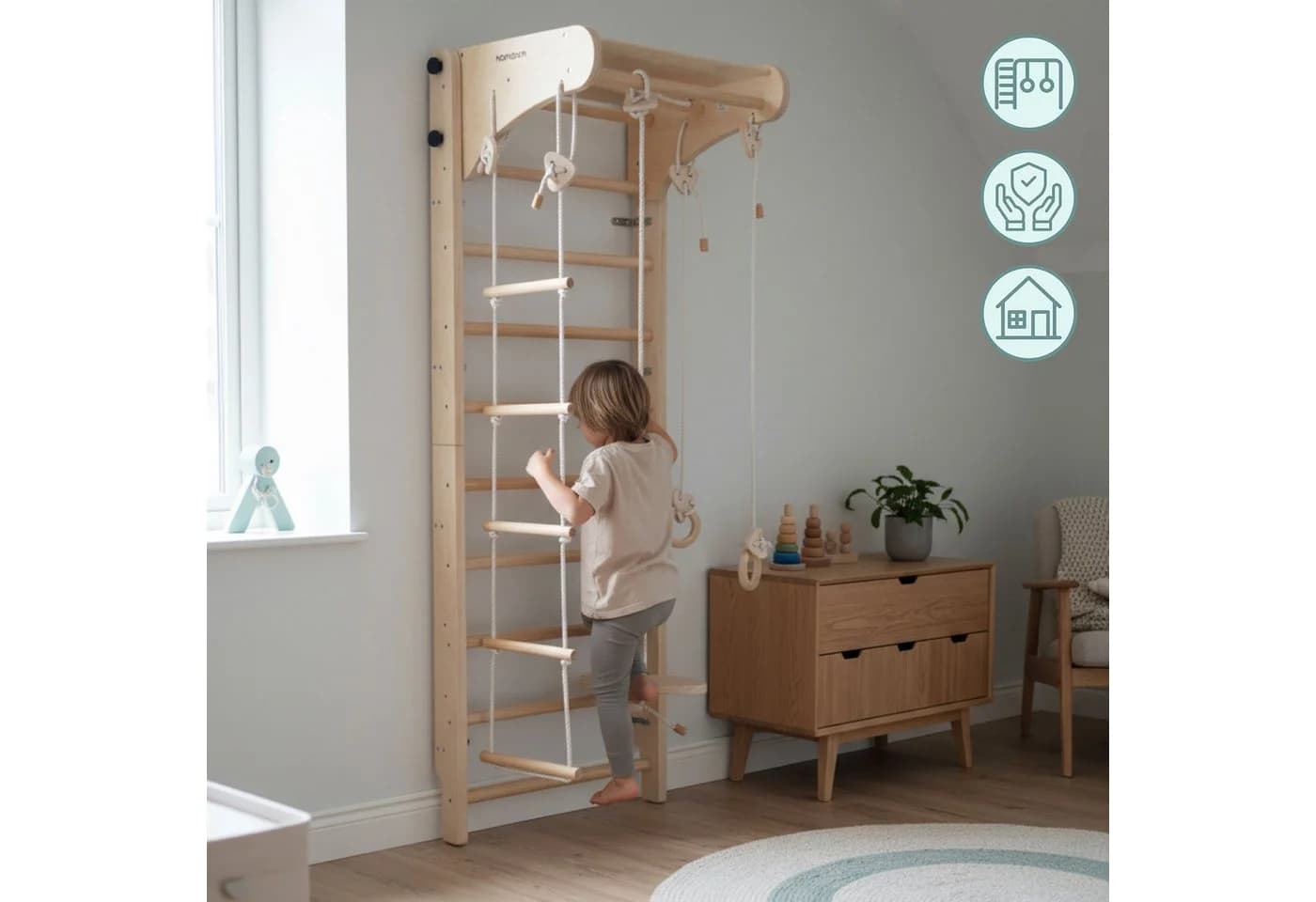 Mamabrum Kletterwand Holz für Kinder mit Zubehör - Bild 5