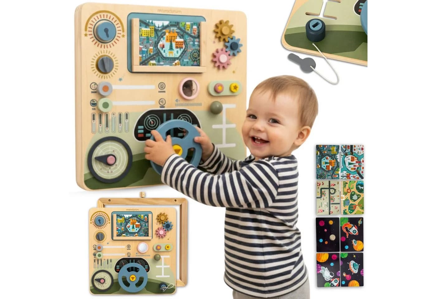 Mamabrum Cockpit Board – Montessori Activity Board mit Lenkrad & Themenwelten - Bild 2