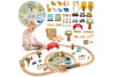 Mamabrum Holz-Zoo-Eisenbahnset mit Puzzle-Matte, Tieren & Brücke Bild 2