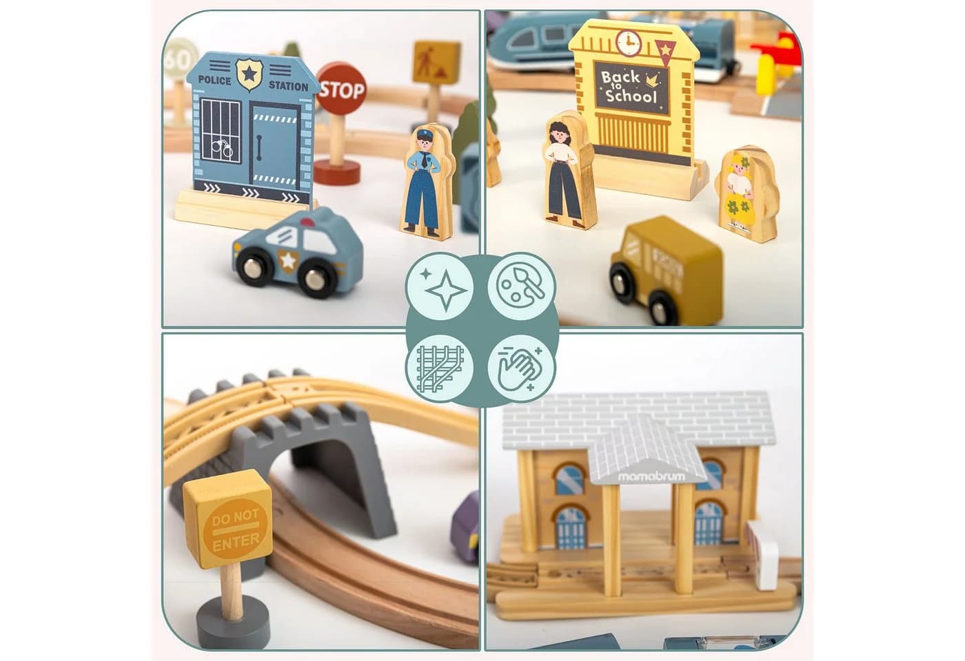 Mamabrum Stadt-Holzeisenbahn mit Elektrozug & Kran - Bild 5