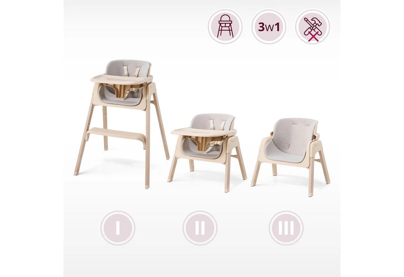 Moby-System Lumo 3in1 Hochstuhl klappbar Beige - Bild 3
