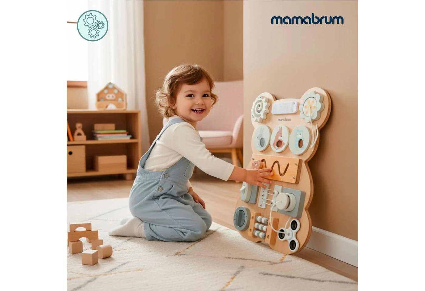 Mamabrum Montessori Busy Board Holz Teddy Motorik & Sensorik - Bild 3