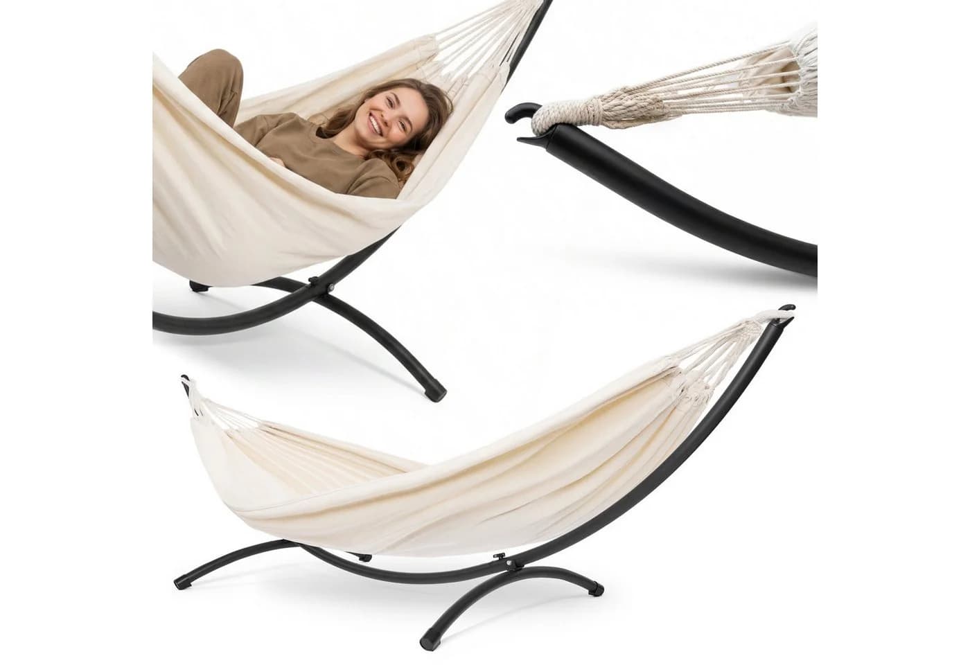 HyperMotion Hängematte mit Gestell Boho Beige Set - Bild 2