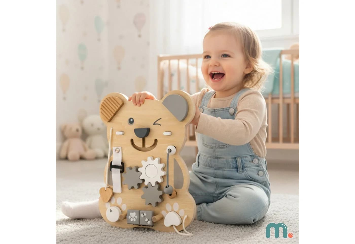 Mamabrum Motorikbrett Montessori Busy Board Holz 10in1 Lernspielzeug - Bild 3