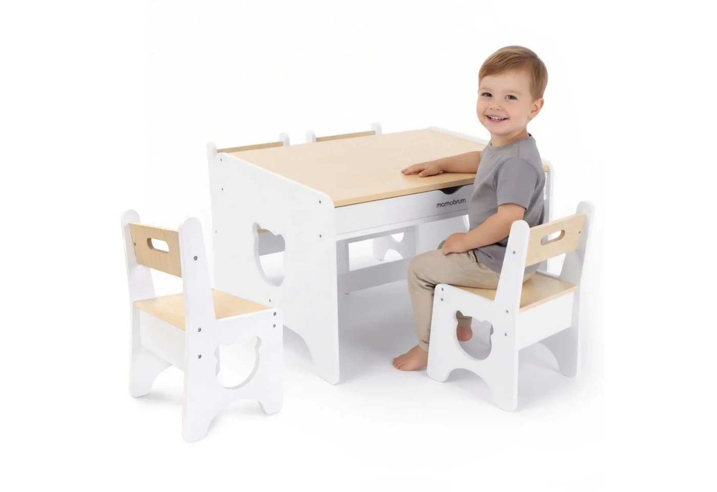 Mamabrum Kindertisch Set mit 4 Stühlen Holz weiß - Bild 3