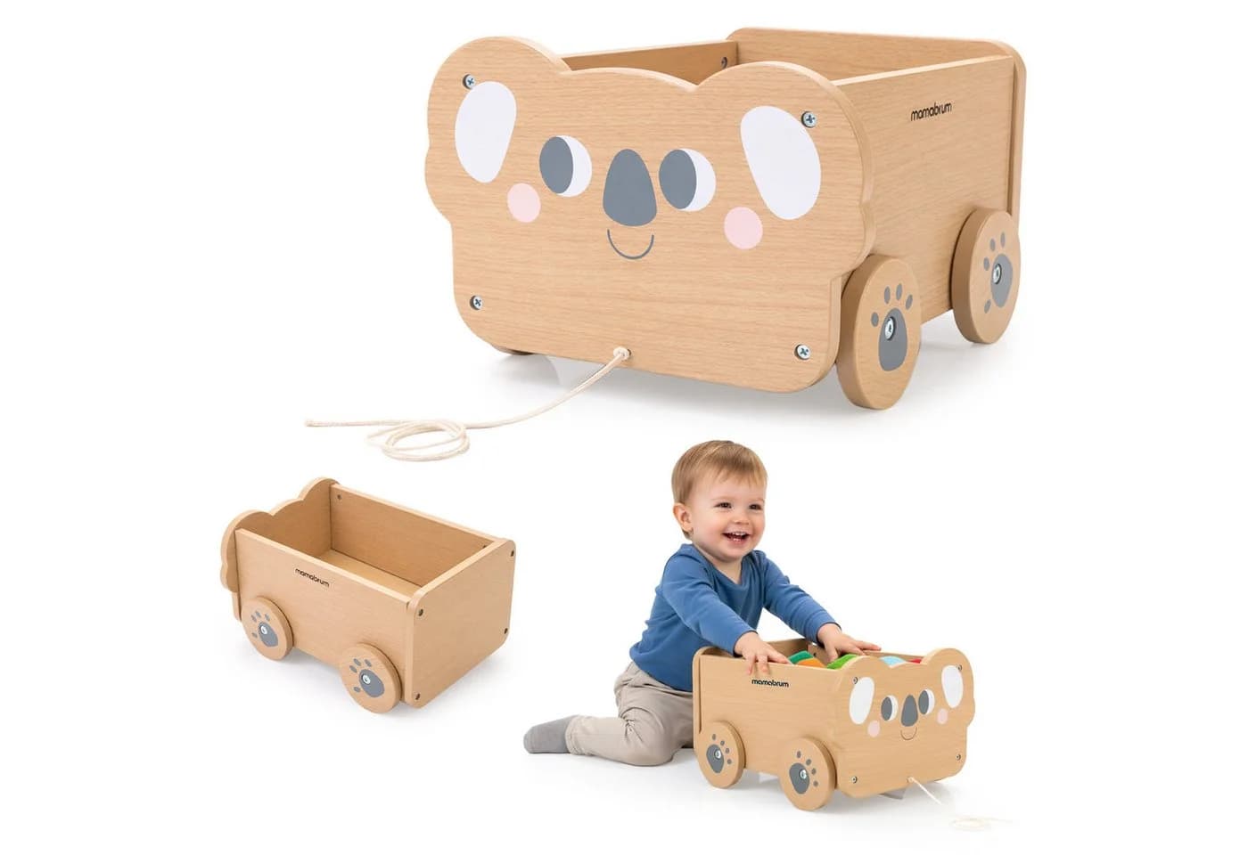 Mamabrum Ziehwagen Holz Spielzeugwagen mit Stauraum - Bild 2