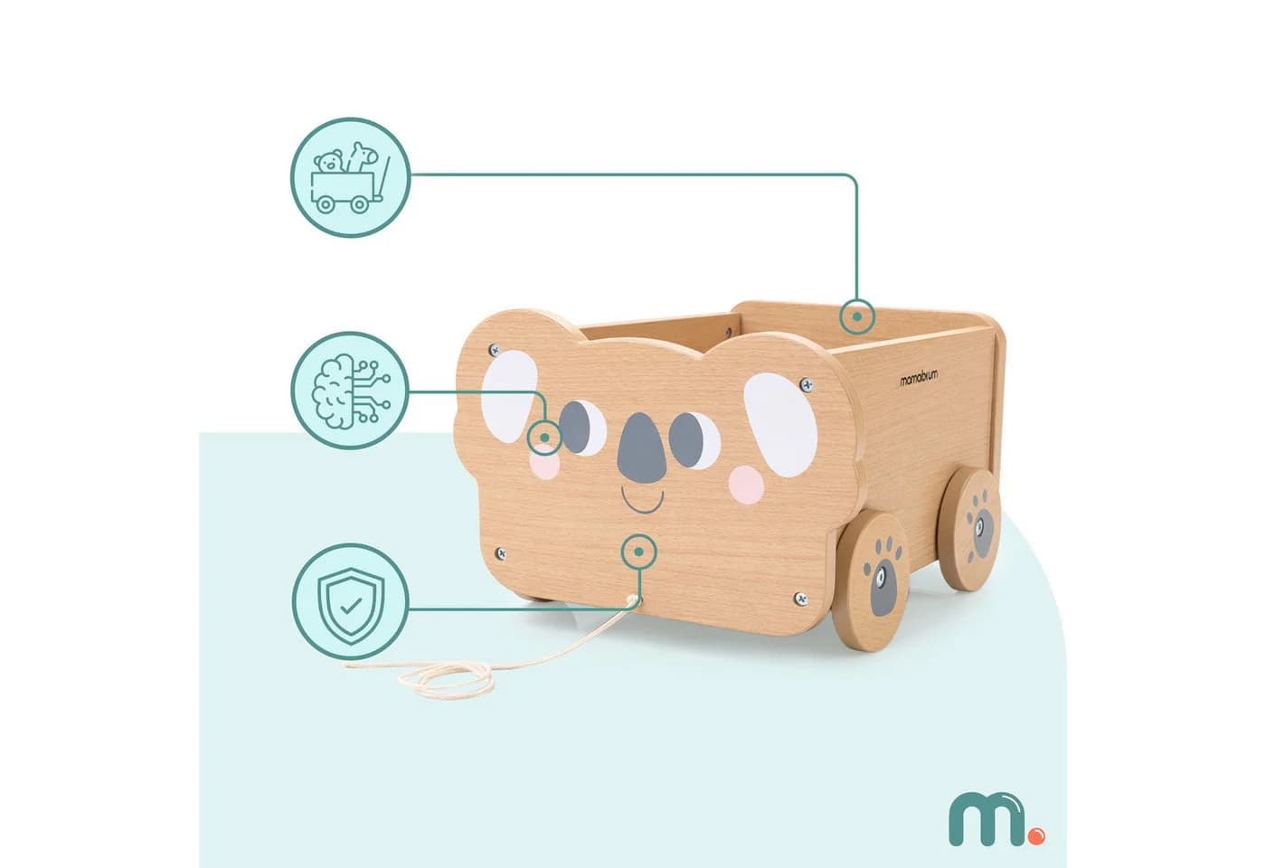 Mamabrum Ziehwagen Holz Spielzeugwagen mit Stauraum - Bild 3