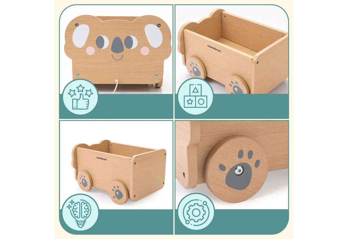 Mamabrum Ziehwagen Holz Spielzeugwagen mit Stauraum - Bild 4