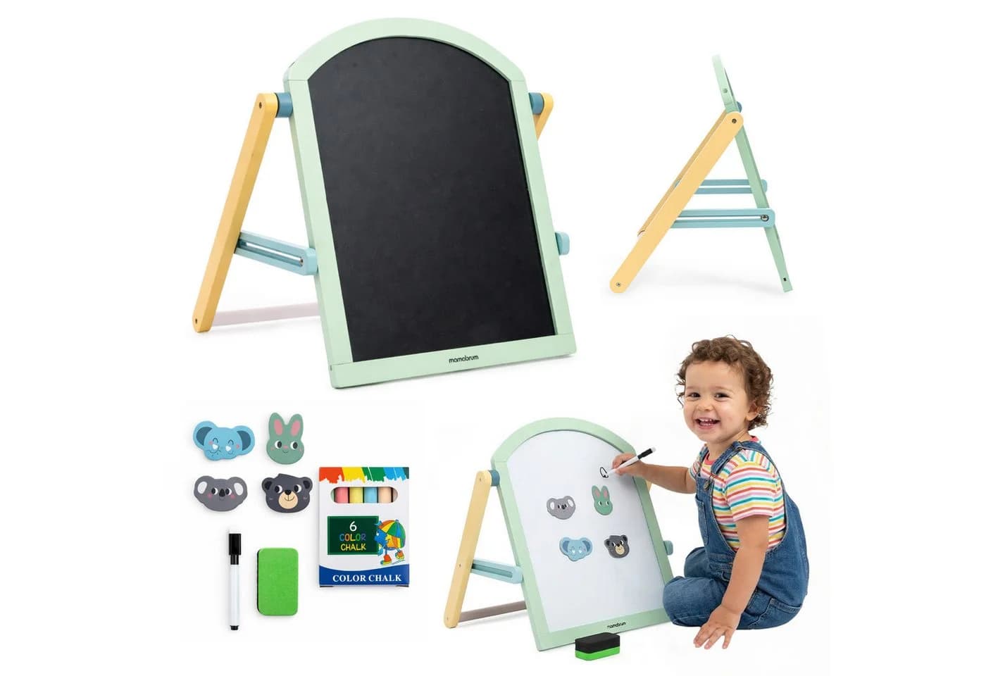 Mamabrum Kinderstaffelei 2in1 Magnettafel Kreidetafel mit Ständer - Bild 2