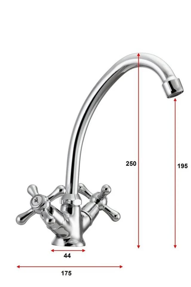 Hydroland Spültischarmatur Retro Zweigriffmischer Chrom