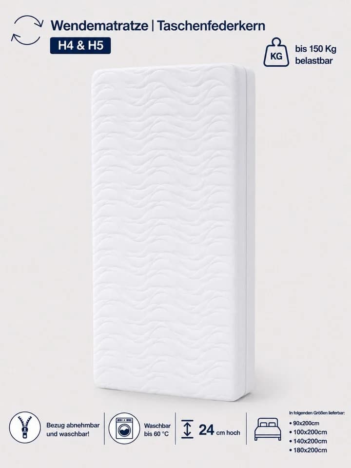 Matratzen Perfekt Taschenfederkernmatratze Wende 24cm Härtegrad 3/4 - Bild 5