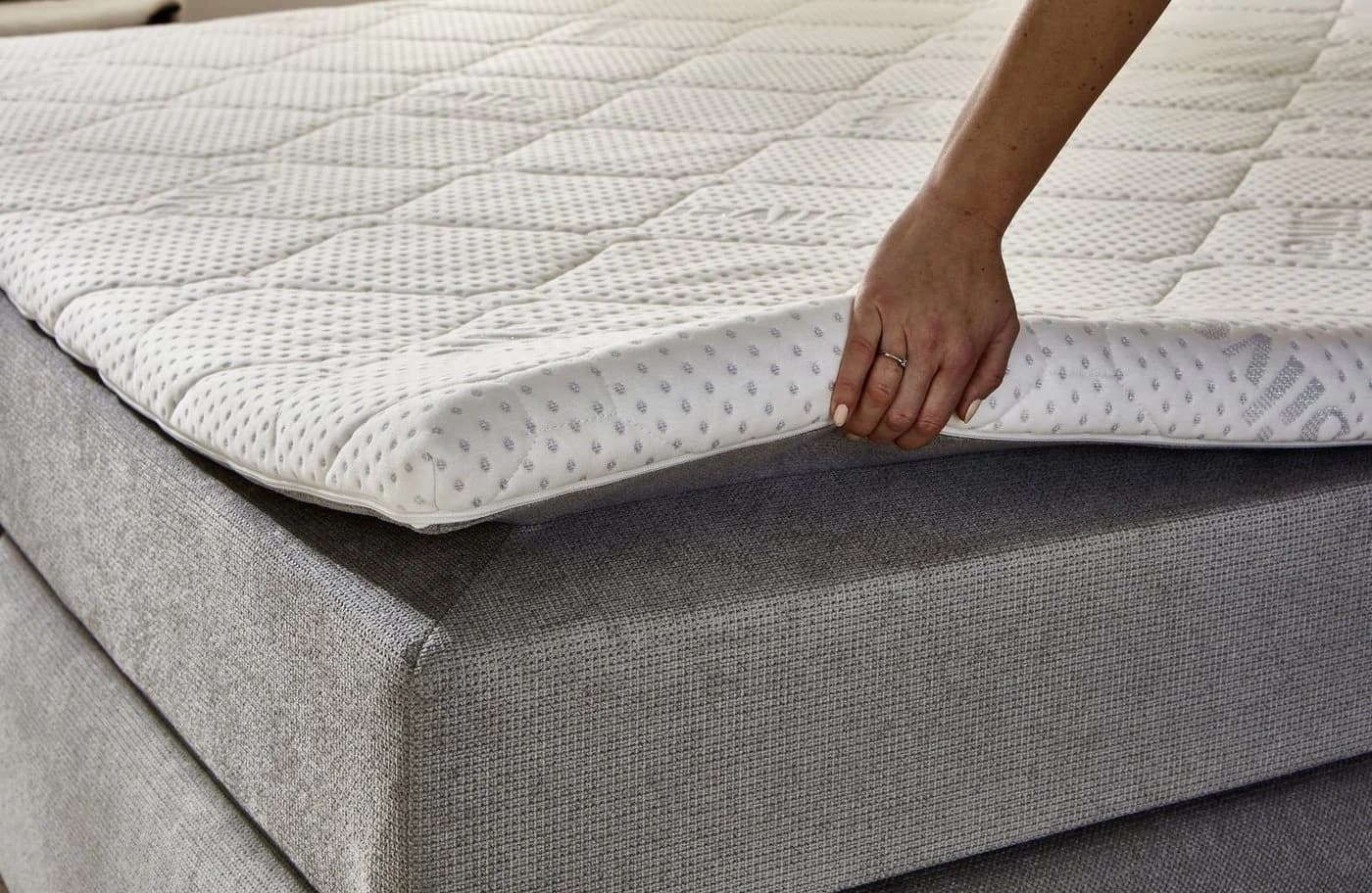 HARPER Boxspringbett SOWA 180x200 cm Silber Stoff - Bild 3