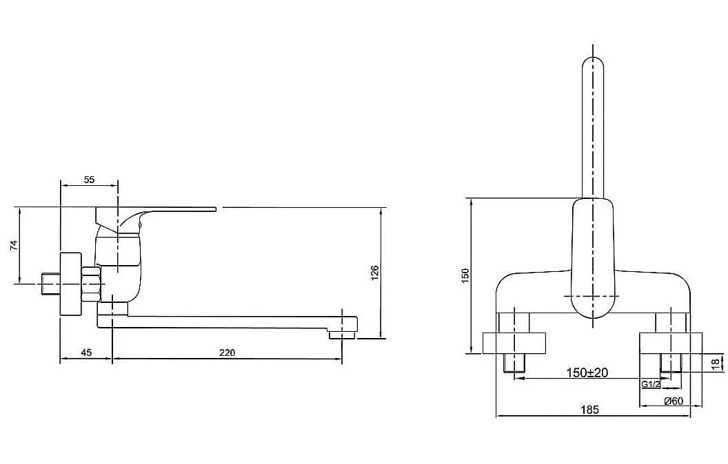 Hydroland Spültischarmatur SENJA Schwarz-Chrom