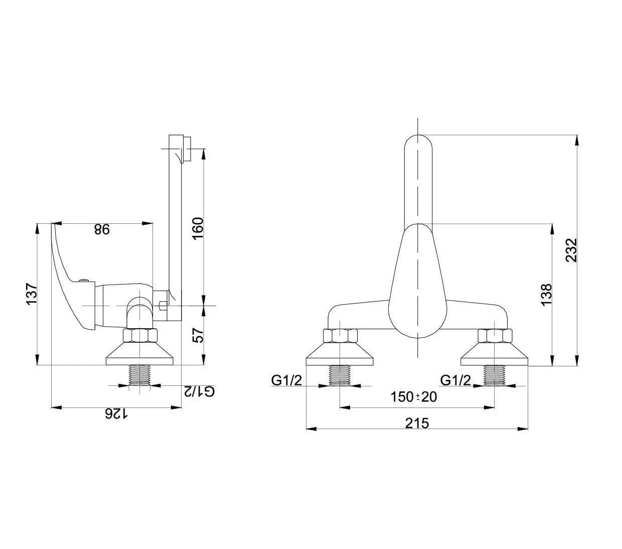 Hydroland Nano Küchenarmatur Wandmontage Chrom