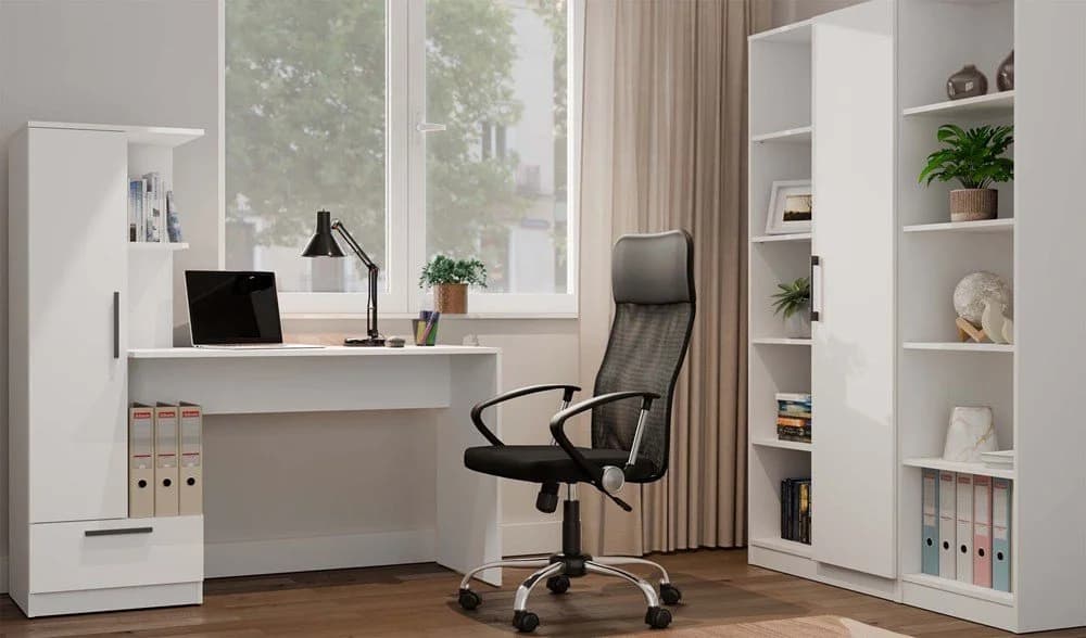 ibonto Regal-Schreibtisch COSMO Weiß mit Bücherregal und Schublade - Bild 3