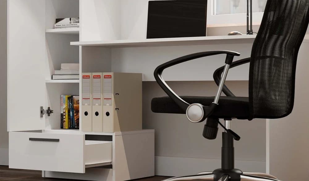 ibonto Regal-Schreibtisch COSMO Weiß mit Bücherregal und Schublade - Bild 4