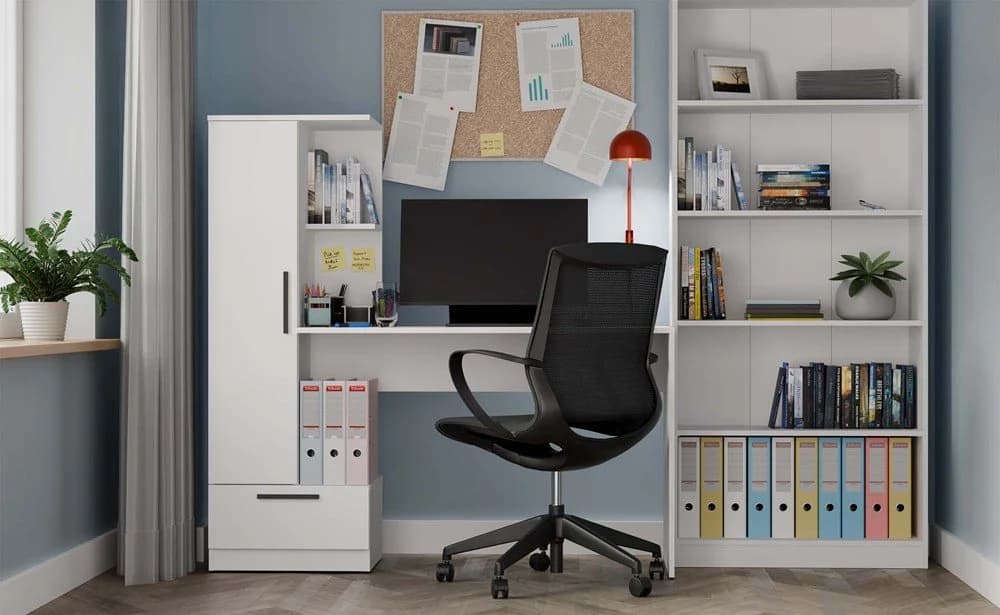 ibonto Regal-Schreibtisch COSMO Weiß mit Bücherregal und Schublade - Bild 5