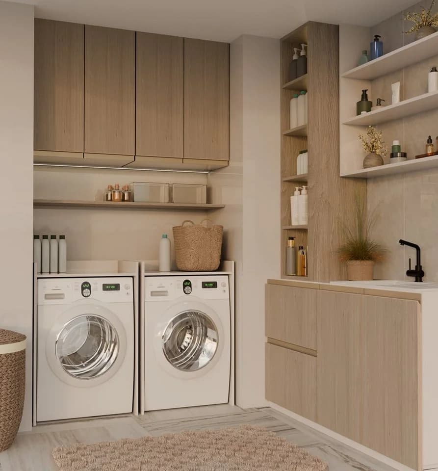 MAGOWA Waschmaschinenumbauschrank Beige Überbauschrank - Bild 5