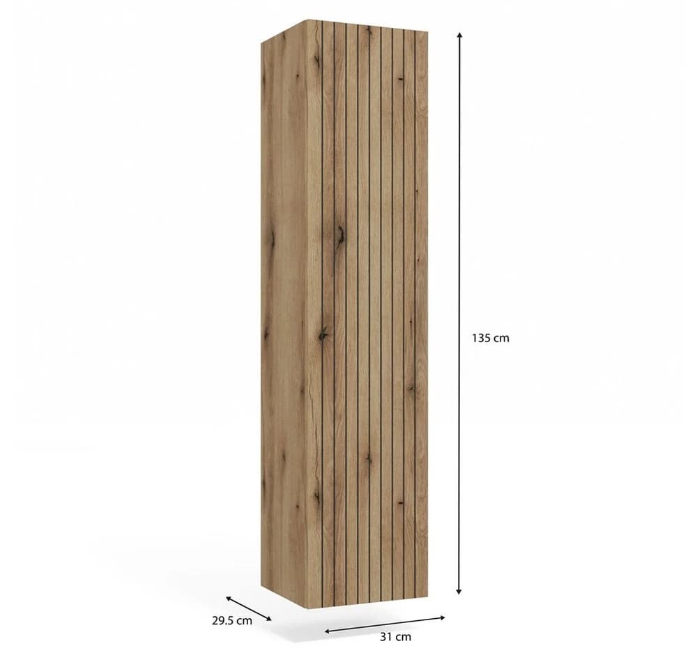 MAGOWA Badkommode Hängeschrank mit Riffelfront Beige