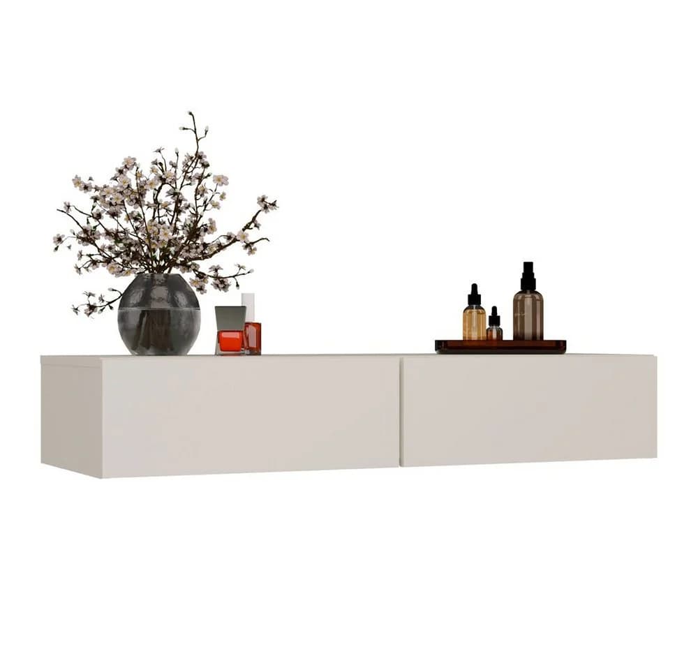 ibonto Wandhängender Schminktisch Beige 110 cm mit 2 Schubladen - Bild 2