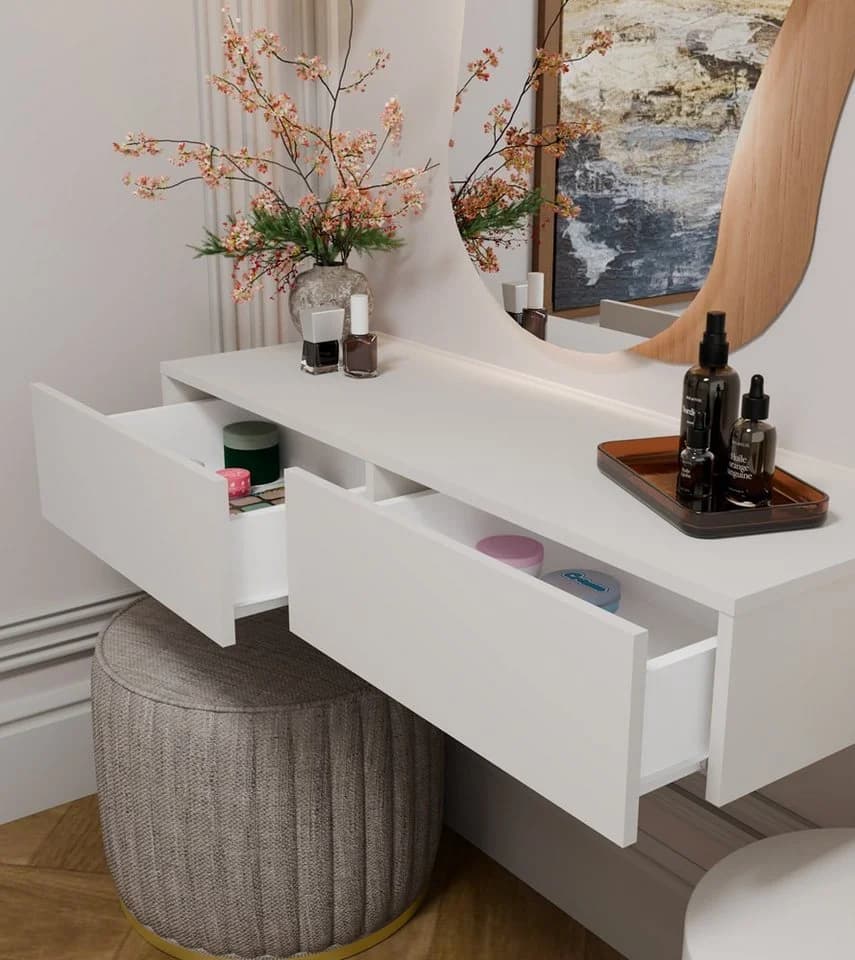 ibonto Wandhängender Schminktisch Beige 110 cm mit 2 Schubladen - Bild 3